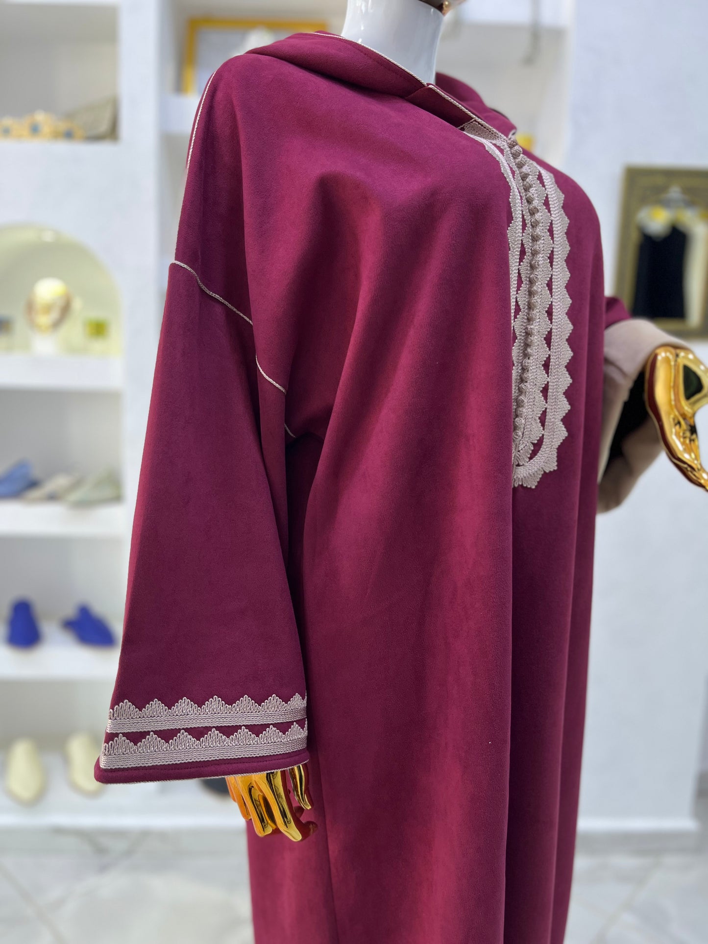 Jellaba hivernale | Bordeaux & Beige