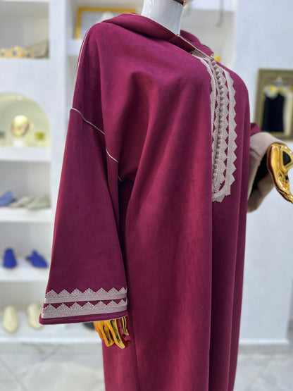Jellaba hivernale | Bordeaux & Beige