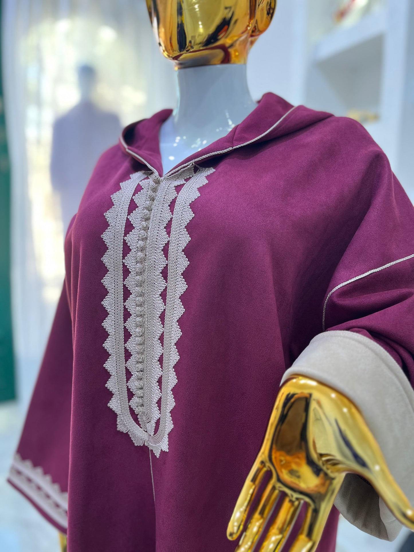 Jellaba hivernale | Bordeaux & Beige