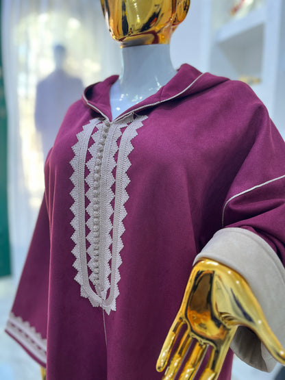 Jellaba hivernale | Bordeaux & Beige