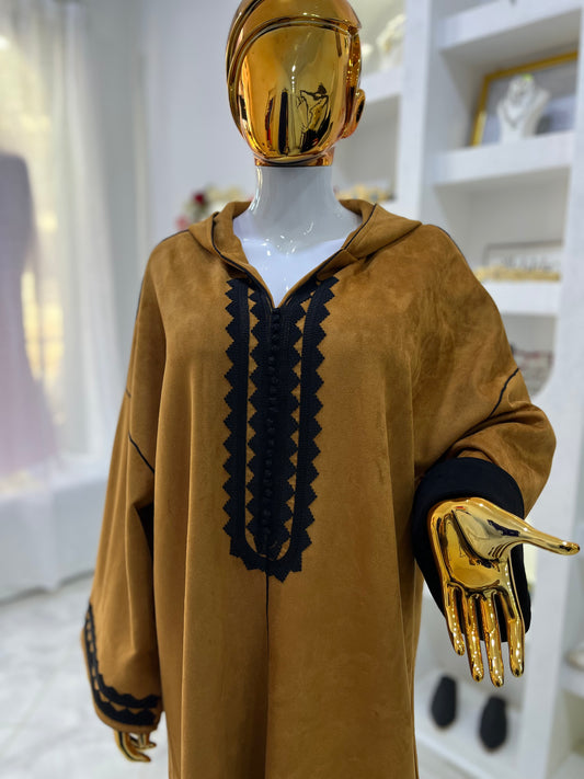 Jellaba hivernale | Camel & Noir