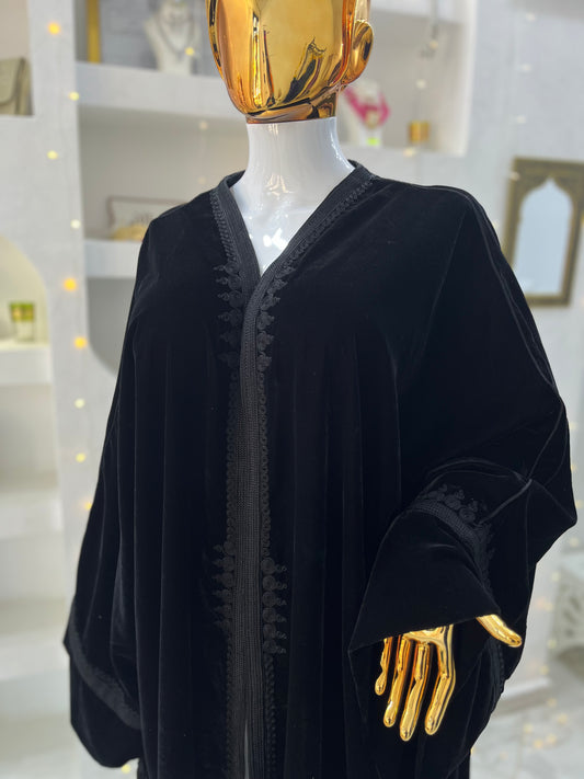 Kimono Abaya en velours | Noir