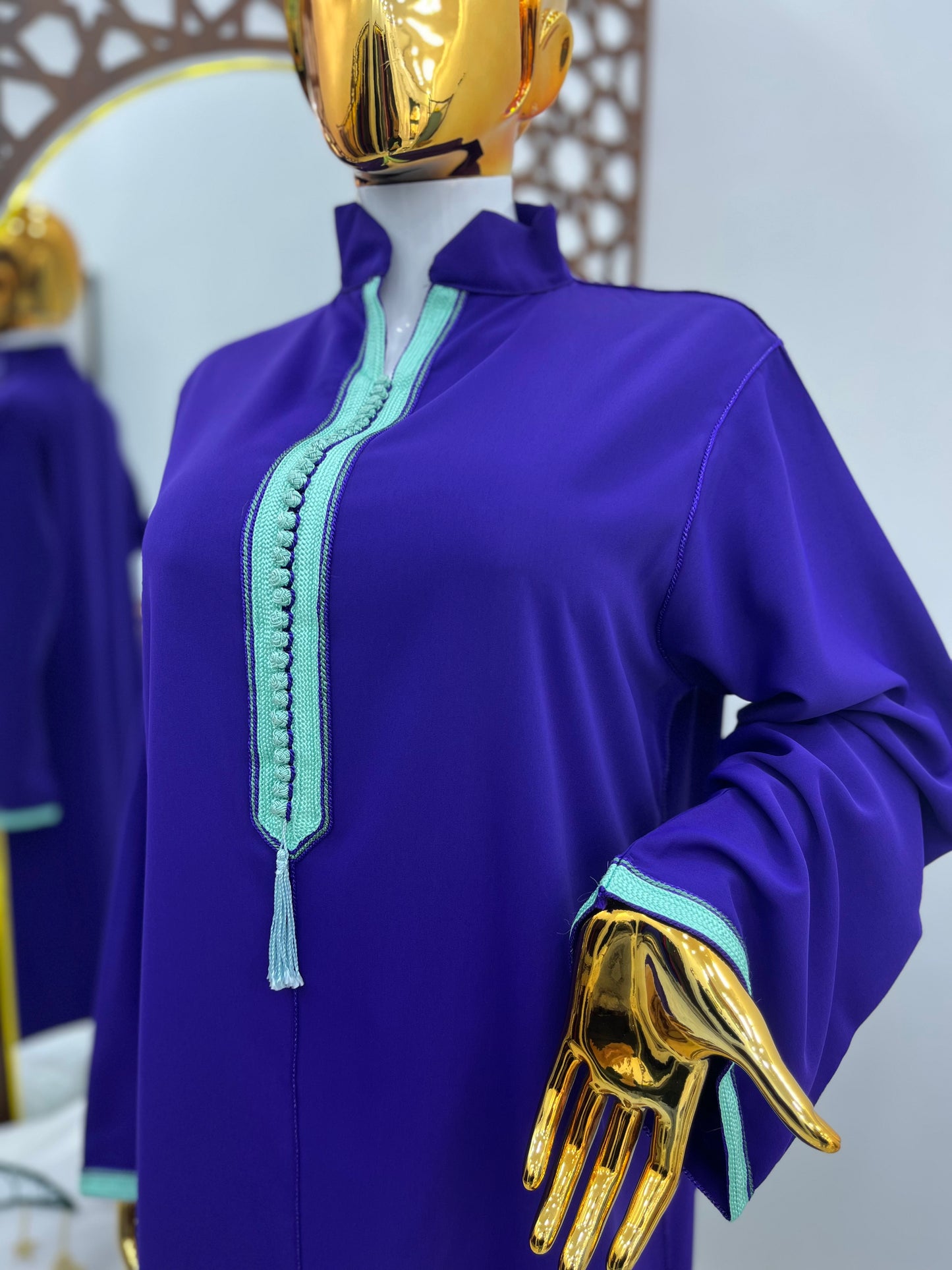 Robe d’hôtesse bicolore | Violet & Vert pastel