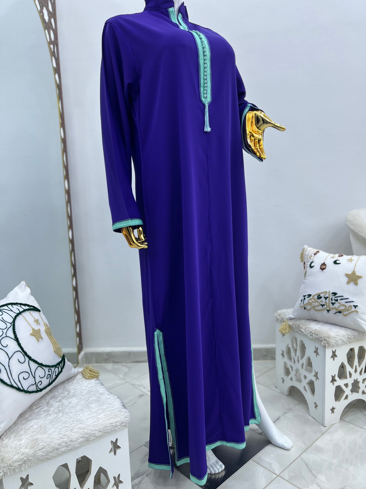 Robe d’hôtesse bicolore | Violet & Vert pastel