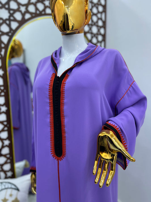 Jellaba tricolore | Mauve