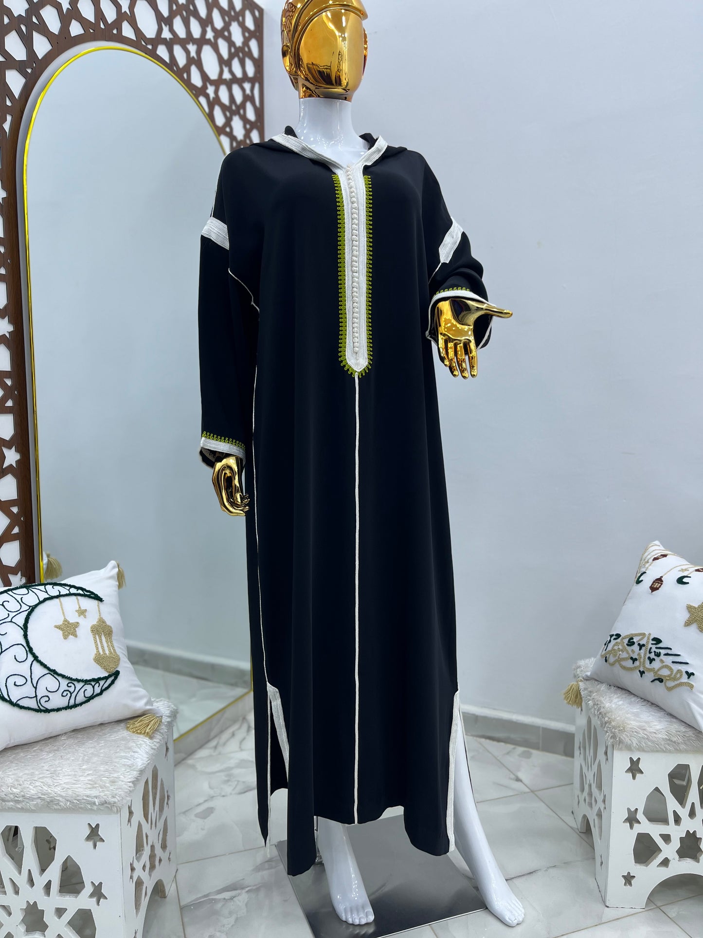 Jellaba tricolore | Noir