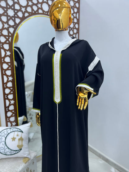 Jellaba tricolore | Noir