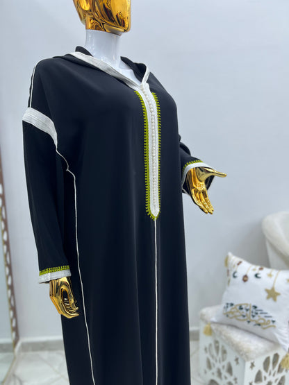 Jellaba tricolore | Noir