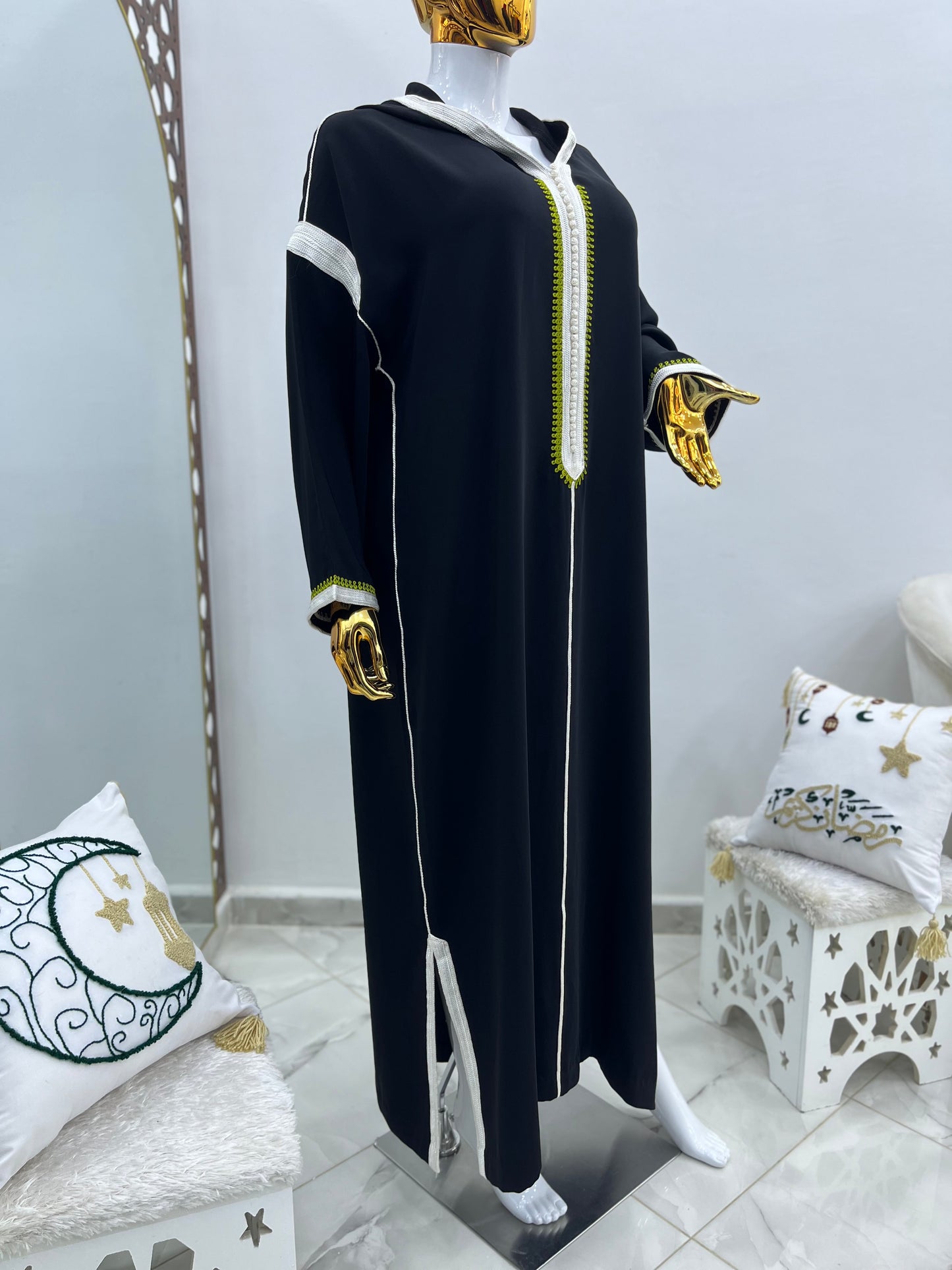 Jellaba tricolore | Noir