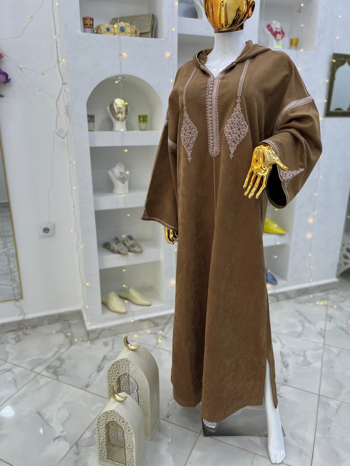 Jellaba Hivernale Bicolore | Marron & Beige