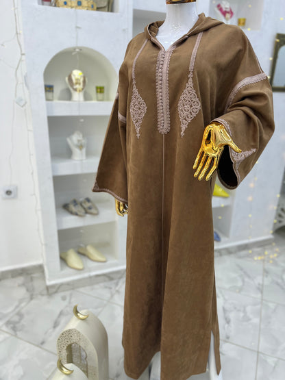 Jellaba Hivernale Bicolore | Marron & Beige