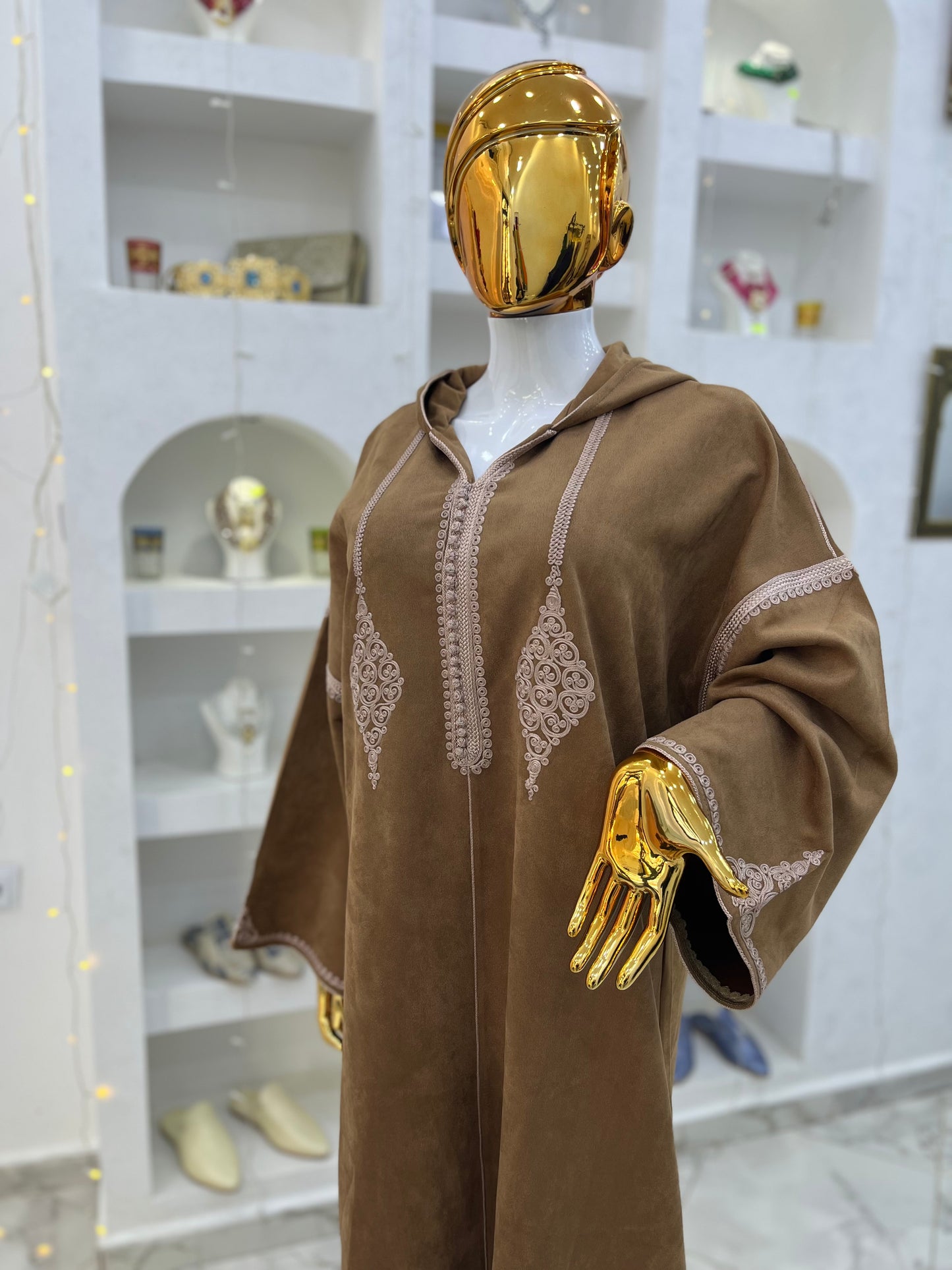 Jellaba Hivernale Bicolore | Marron & Beige