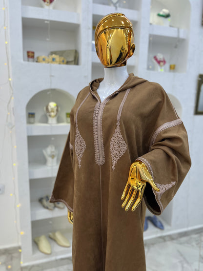Jellaba Hivernale Bicolore | Marron & Beige
