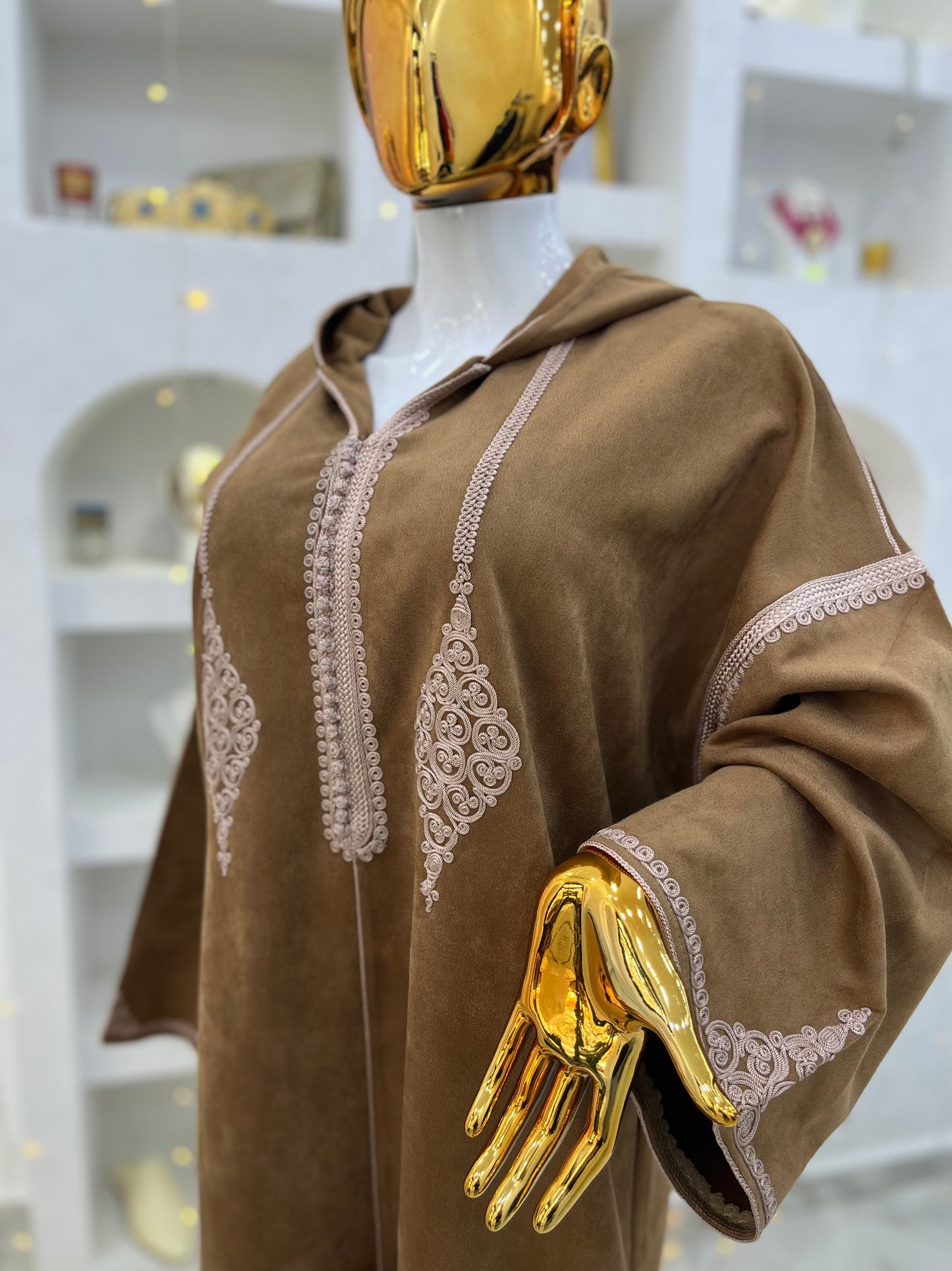 Jellaba Hivernale Bicolore | Marron & Beige