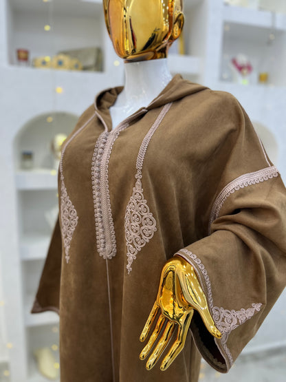 Jellaba Hivernale Bicolore | Marron & Beige