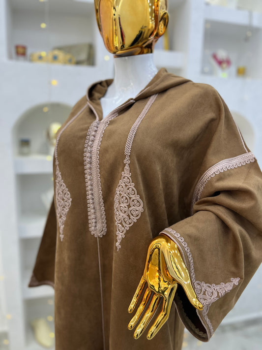 Jellaba Hivernale Bicolore | Marron & Beige