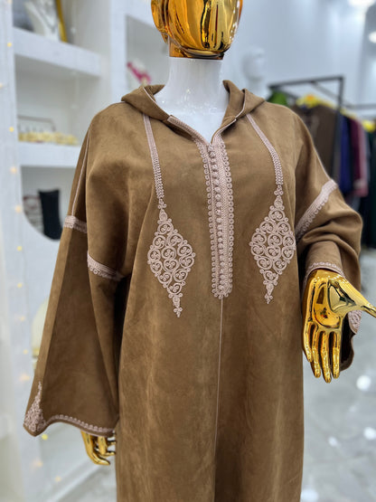 Jellaba Hivernale Bicolore | Marron & Beige
