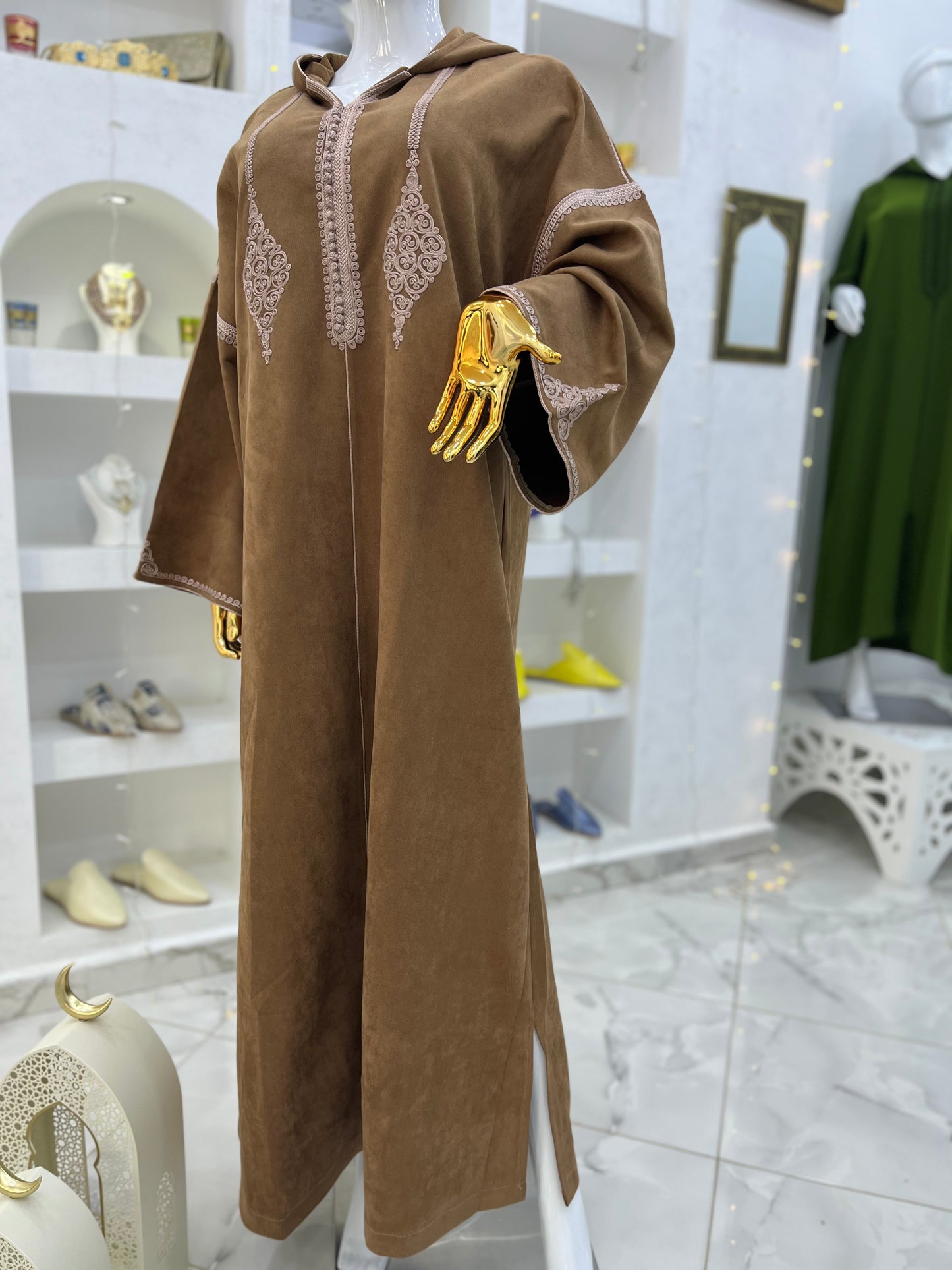 Jellaba Hivernale Bicolore | Marron & Beige
