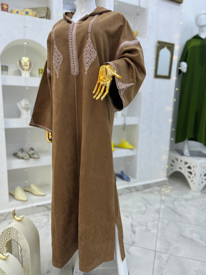 Jellaba Hivernale Bicolore | Marron & Beige