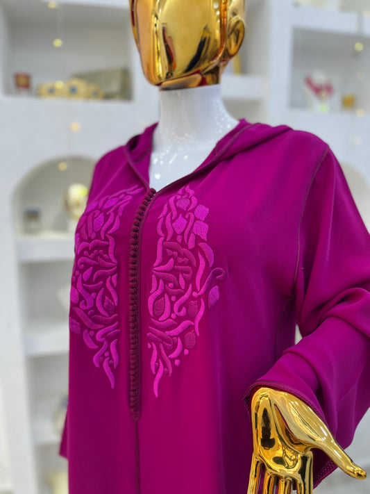 Jellaba Brodée | Rose Fuchsia