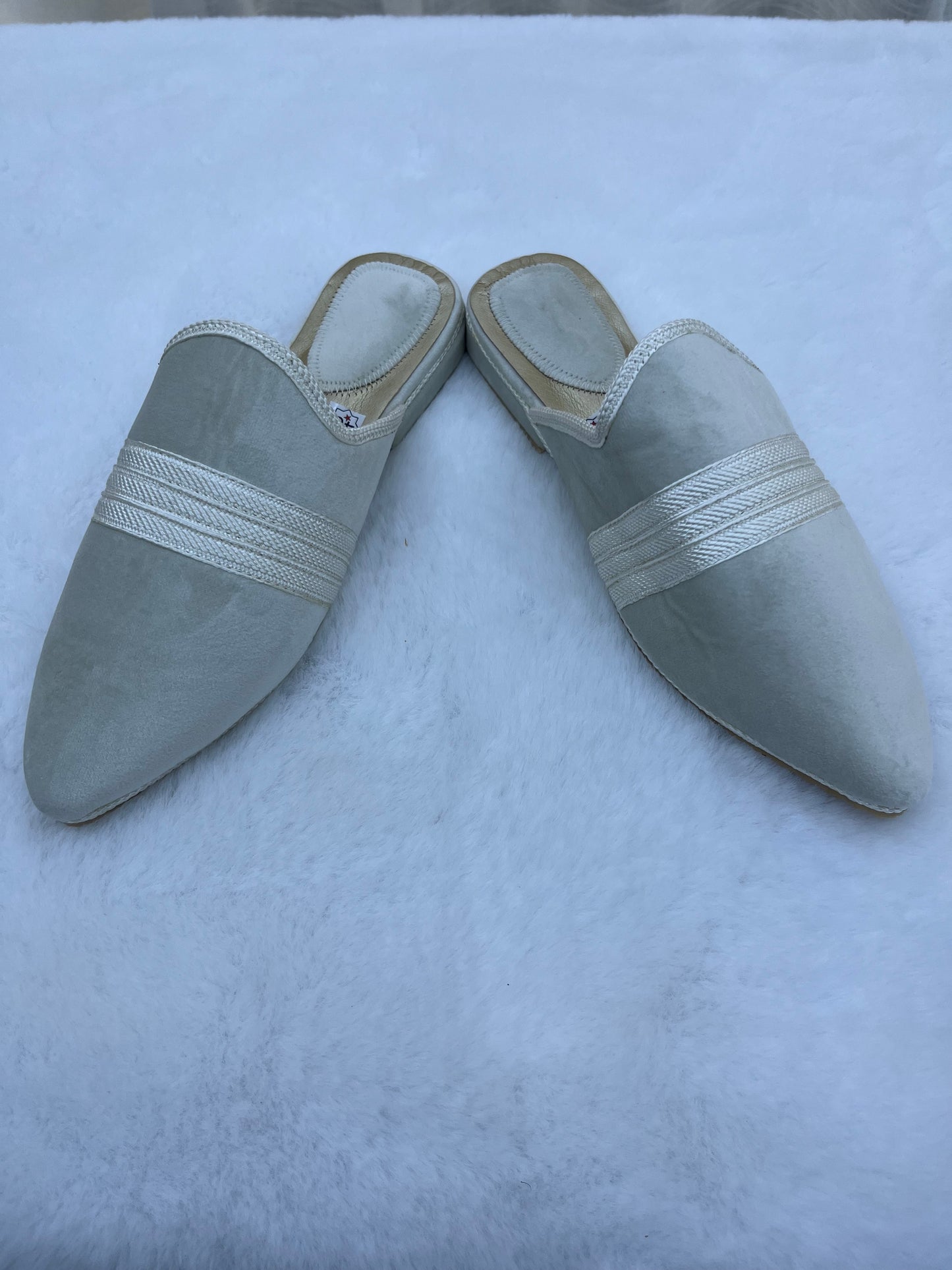 Babouche en Velours | Blanc