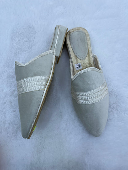 Babouche en Velours | Blanc