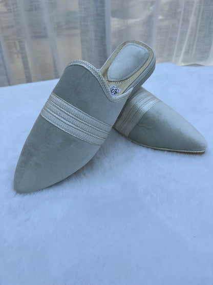 Babouche en Velours | Blanc