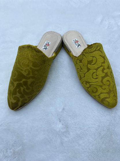 Babouche en Velours de Soie | Moutarde