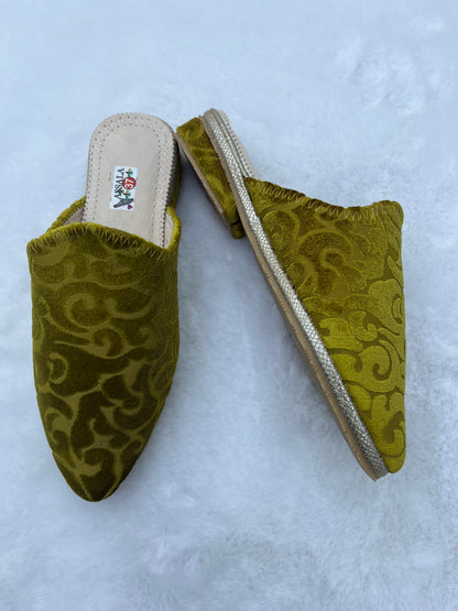 Babouche en Velours de Soie | Moutarde
