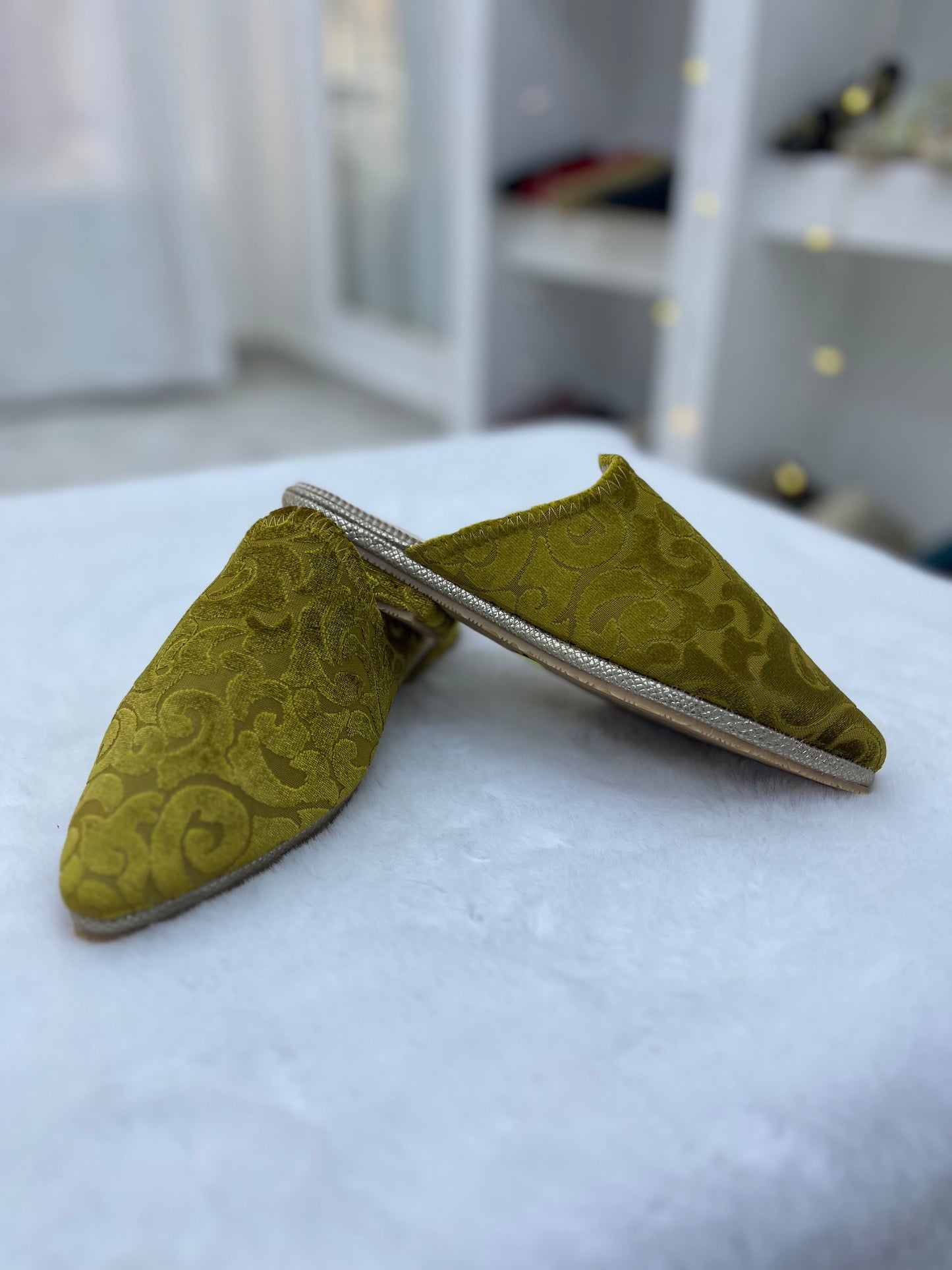 Babouche en Velours de Soie | Moutarde