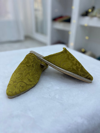 Babouche en Velours de Soie | Moutarde