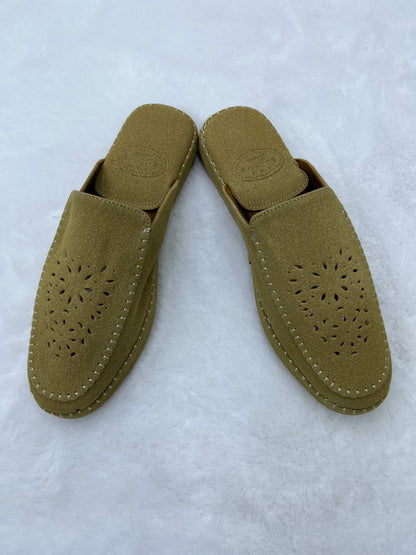 Babouche en Daim Effet Birk | Beige foncé