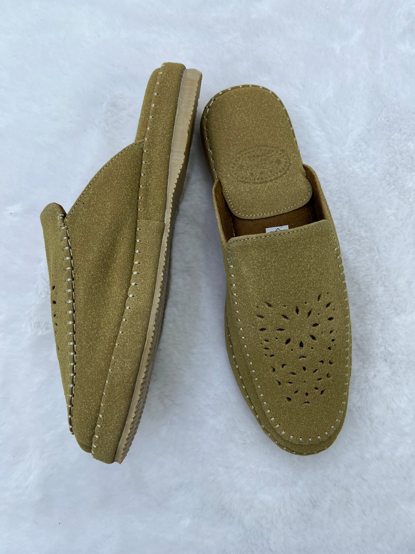 Babouche en Daim Effet Birk | Beige foncé