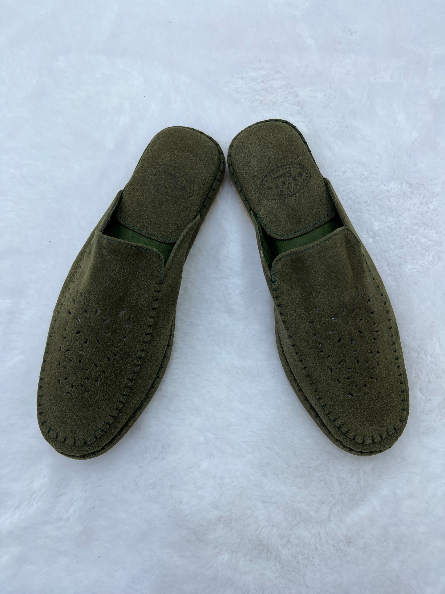 Babouche en Daim Effet Birk | Kaki