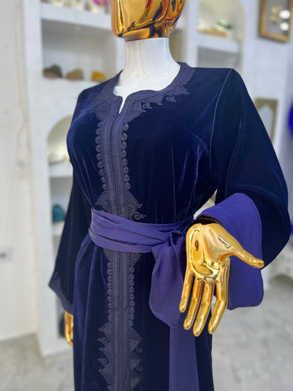 Caftan en Velours | Bleu Nuit