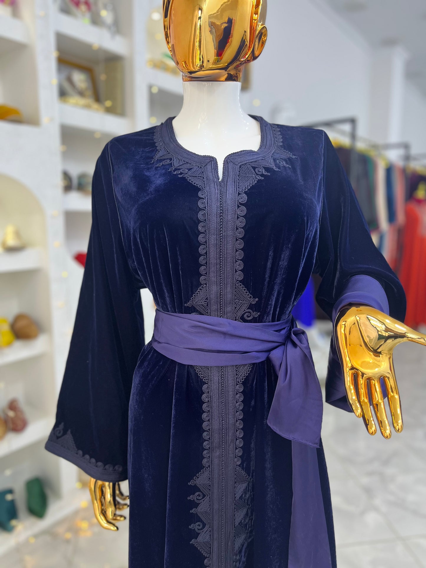 Caftan en Velours | Bleu Nuit
