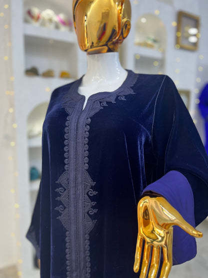 Caftan en Velours | Bleu Nuit