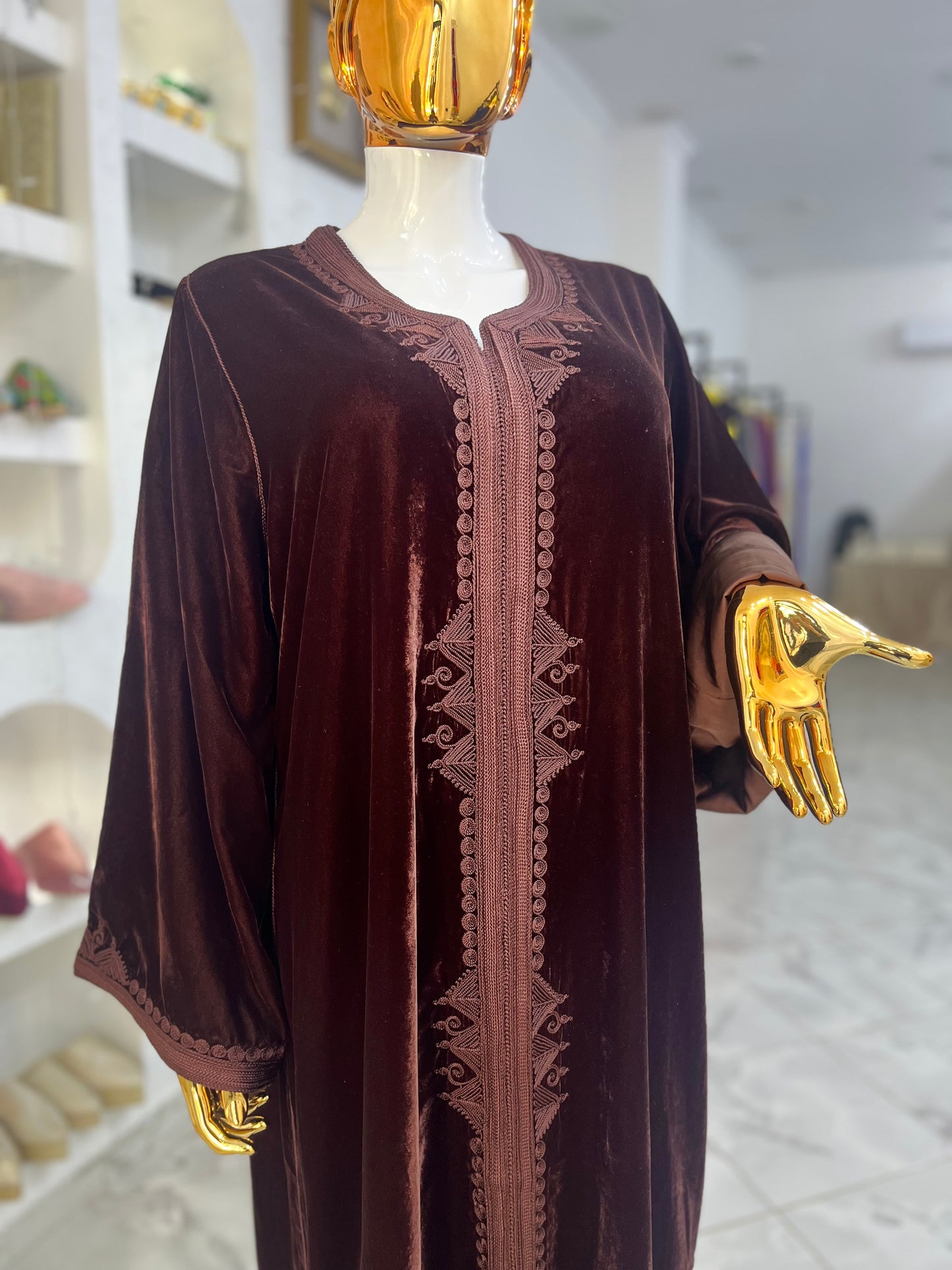 Caftan en Velours | Marron