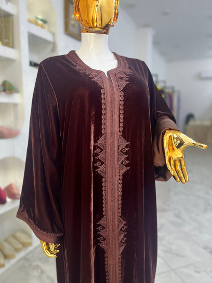 Caftan en Velours | Marron