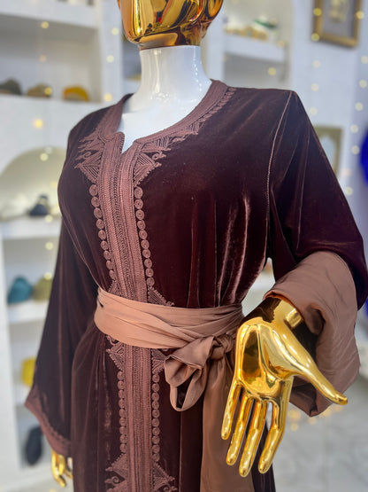 Caftan en Velours | Marron