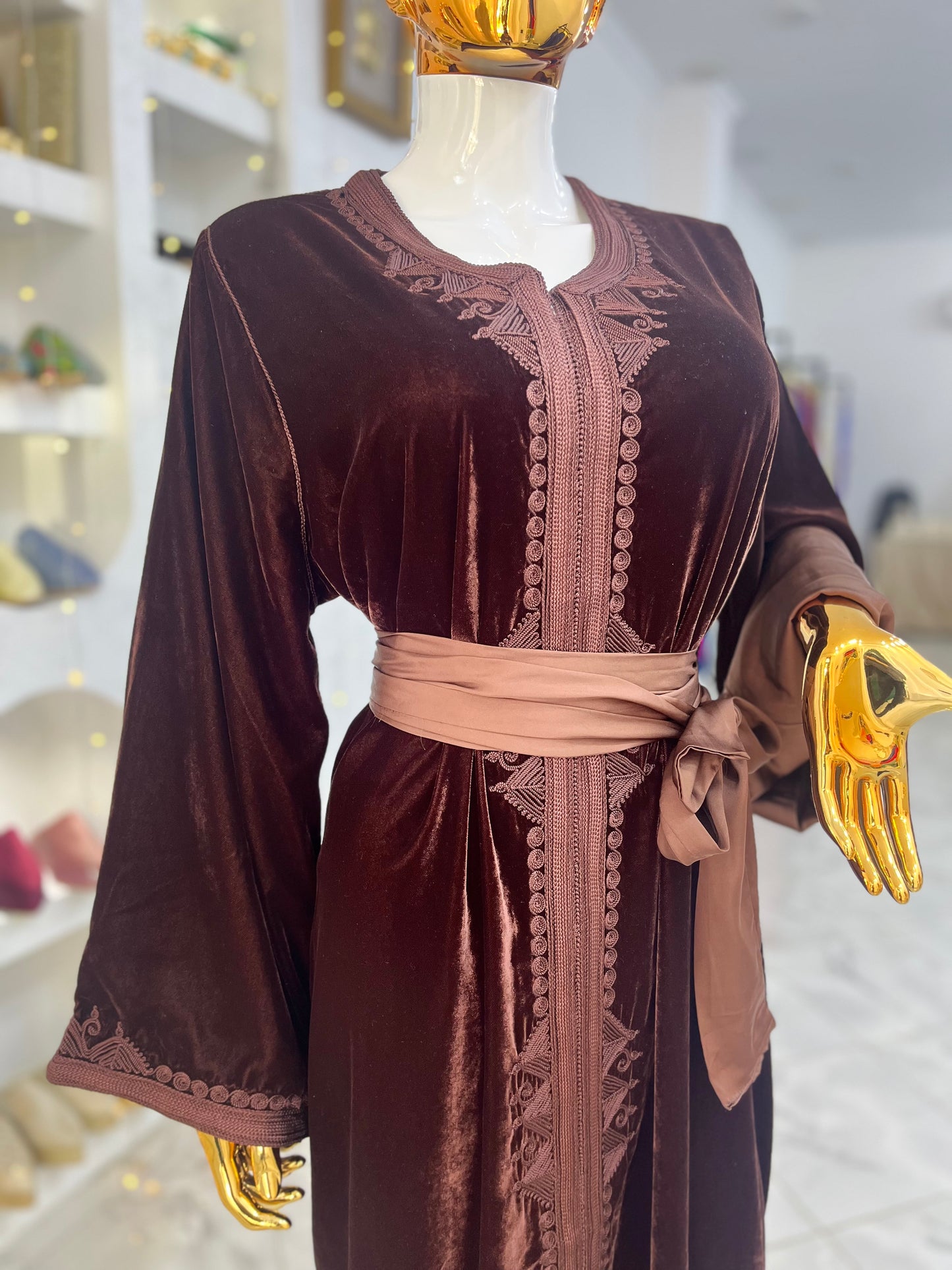 Caftan en Velours | Marron