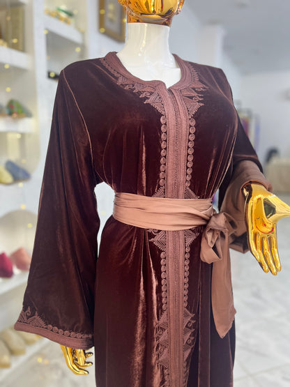 Caftan en Velours | Marron