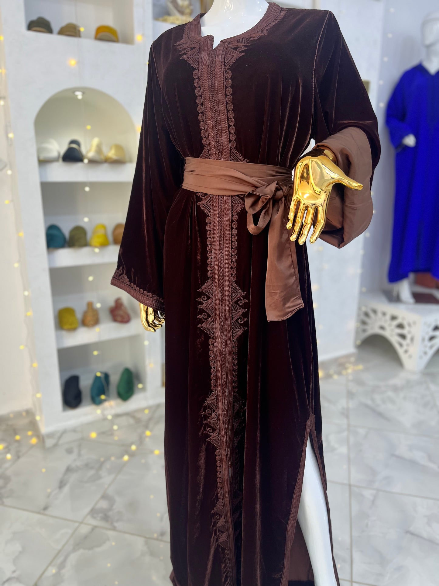 Caftan en Velours | Marron